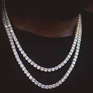 Iced Out 5MM 1 Row Rhinestone Choker Bling Crystal Tennis Chain Necklace For Men Hip Hop Jewelry for Date Boyfriend Birthday Gift