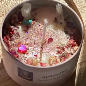 Aphrodite Love Spell Candle Luxury Handmade Spell Candle with Crystals and Herbs by sorcery& Sorcery Decor Decoration