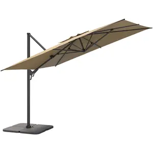 HOMPUS Cantilever Outdoor Umbrella for Patio, Large Patio Umbrella with Double Top, Heavy Duty Windproof Offset Umbrella with 360° Rotation