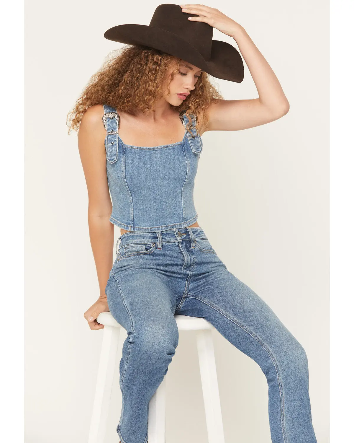 Arrowhead Denim Buckle Bustier