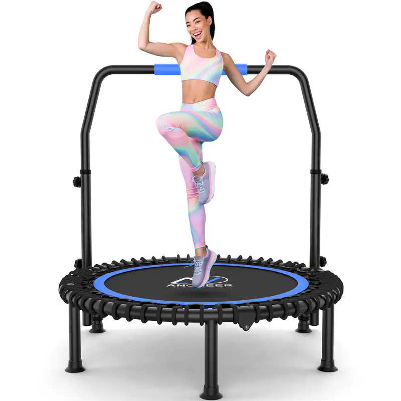 ANCHEER 40" Mini Trampoline for Adults Fitness - Heavy Duty Adjustable Handle Indoor Outdoor Exercise