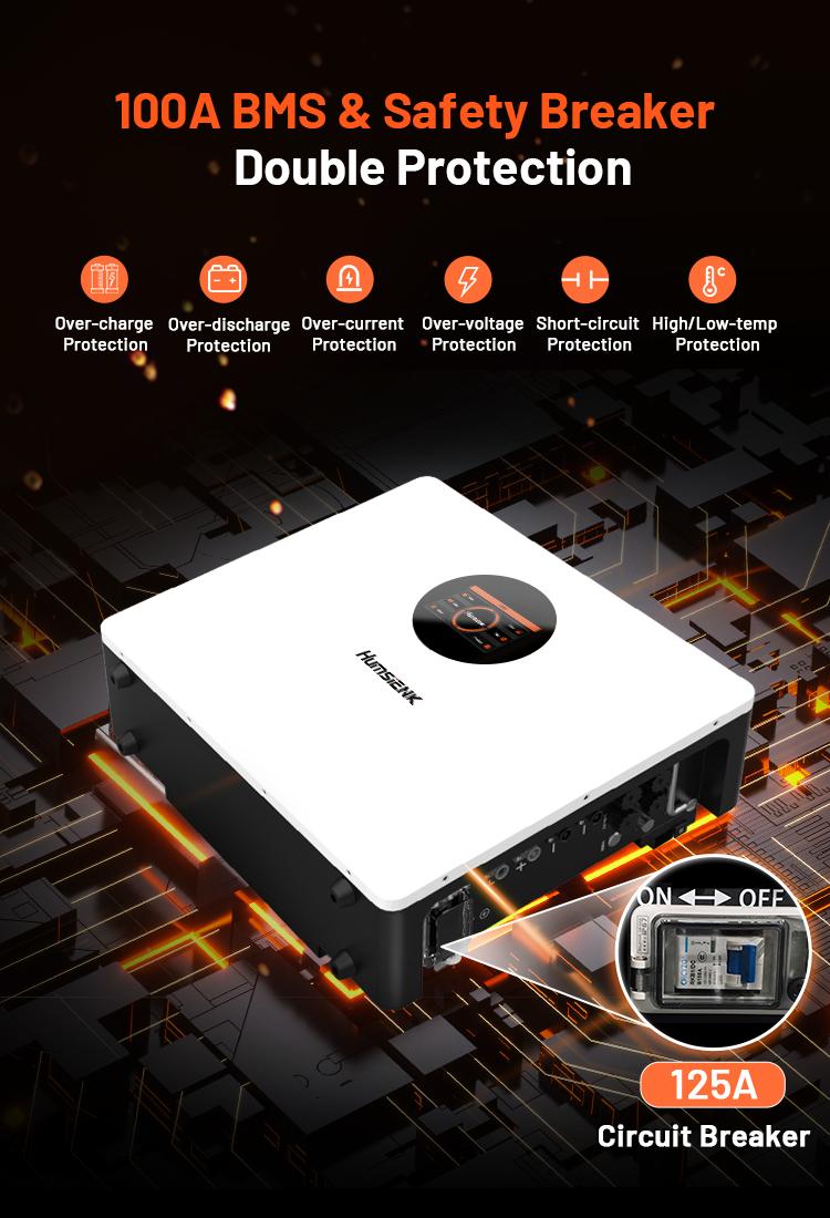 【Flash sale】【2PACK】Humsienk 48V 100Ah Wall-mounted LiFePO4 Bluetooth Battery, Built in 100A BMS & LCD Touchscreen(Indicator), Grade A Cells & 6000+ Deep Cycles for Off-Grid, Solar System, Home Backup