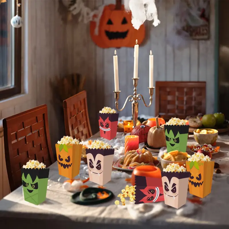 12 Pieces Halloween Popcorn Box Halloween Party Favor Snack Treat Boxes