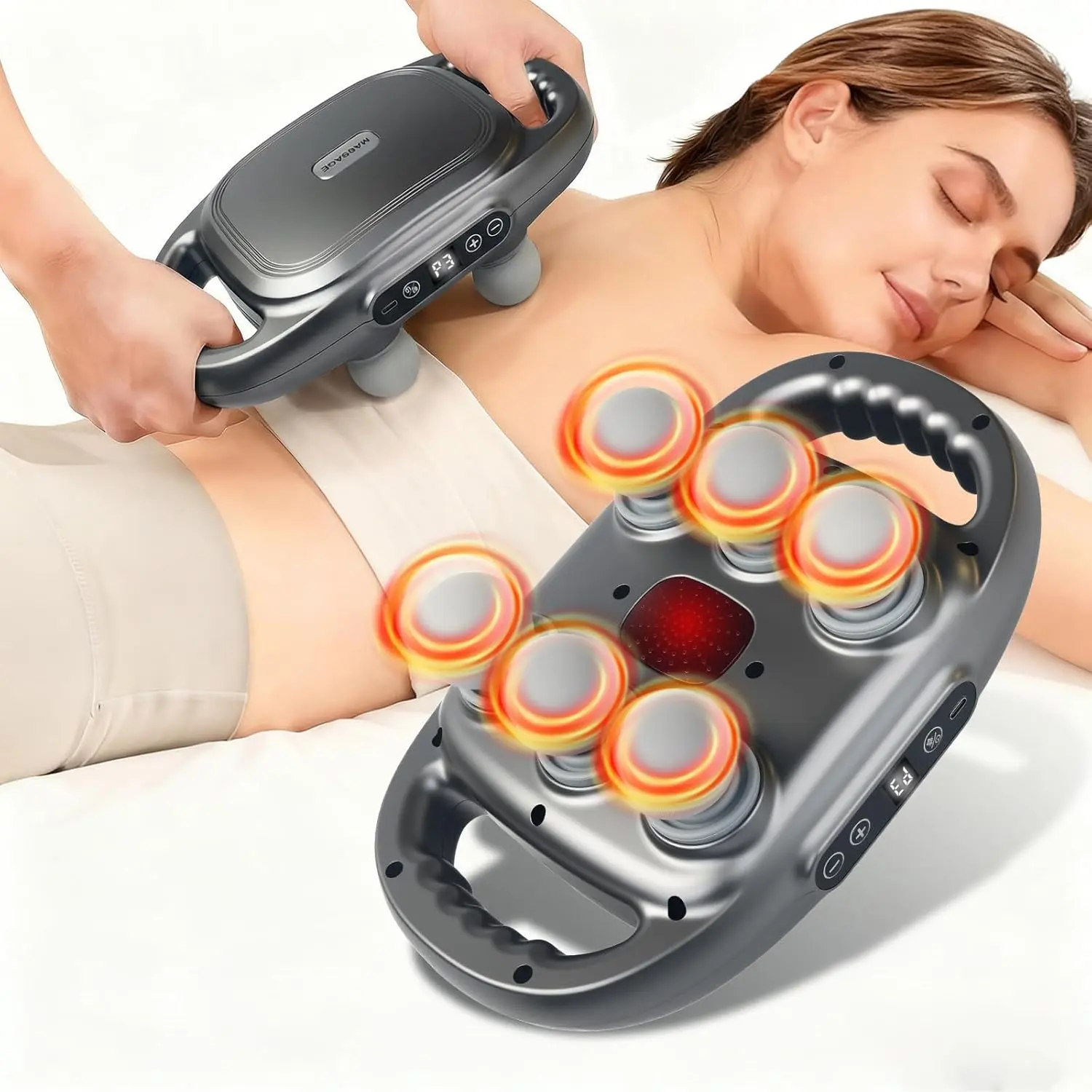 【Gift】Massage Gun, Deep Tissue Percussion Massager with 9 Intensity Levels for Neck, Back, Shoulders, Legs Pain Relief & Recovery in Office, Family and Traveling Adjustable Lymphatic Drainage Machine