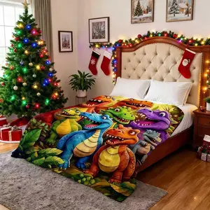 Kids Room Stuff Viral Blanket Soft Flannel with Cute Smiling Dinosaurs HD Print All-Season Cozy Thermo-Regulating Cover Perfect for Napping Christmas Gift  Cartoon Blanket Halloween and Christmas Gifts
