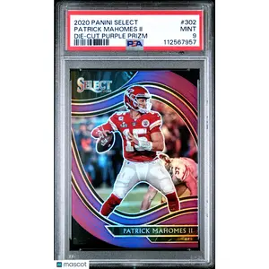 2020 Panini Select Patrick Mahomes II #302 Die Cut Purple Prizm PSA 9