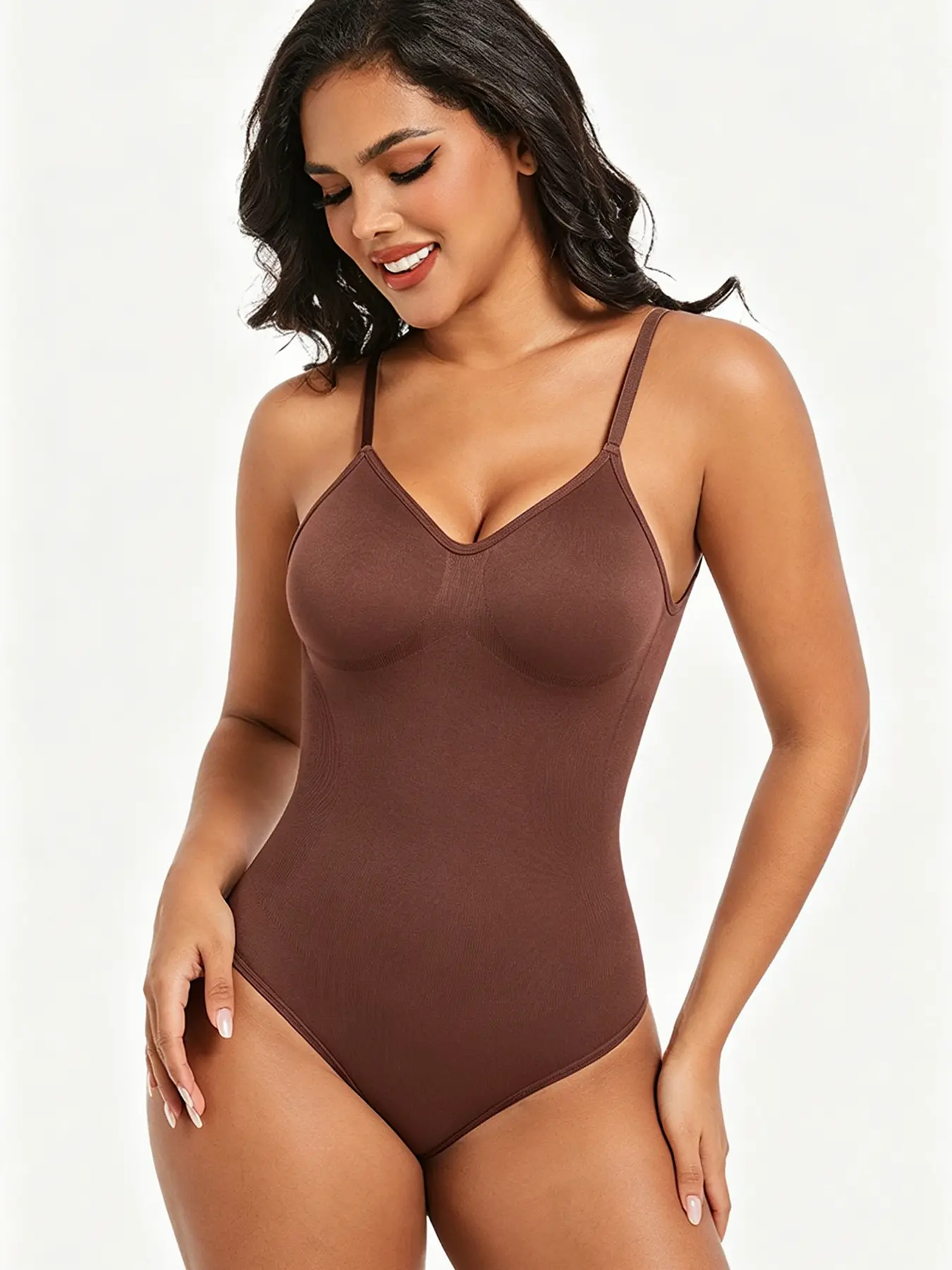Sexy U-back backless shapewear bodysuit for women, plus size body shaper, camisole one-piece, seamless thong