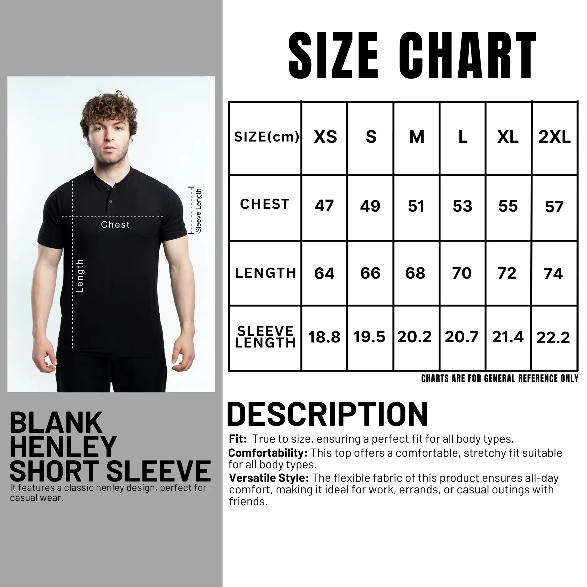 EKKO Blank Henley Short Sleeve | Premium Material | Men's Fit