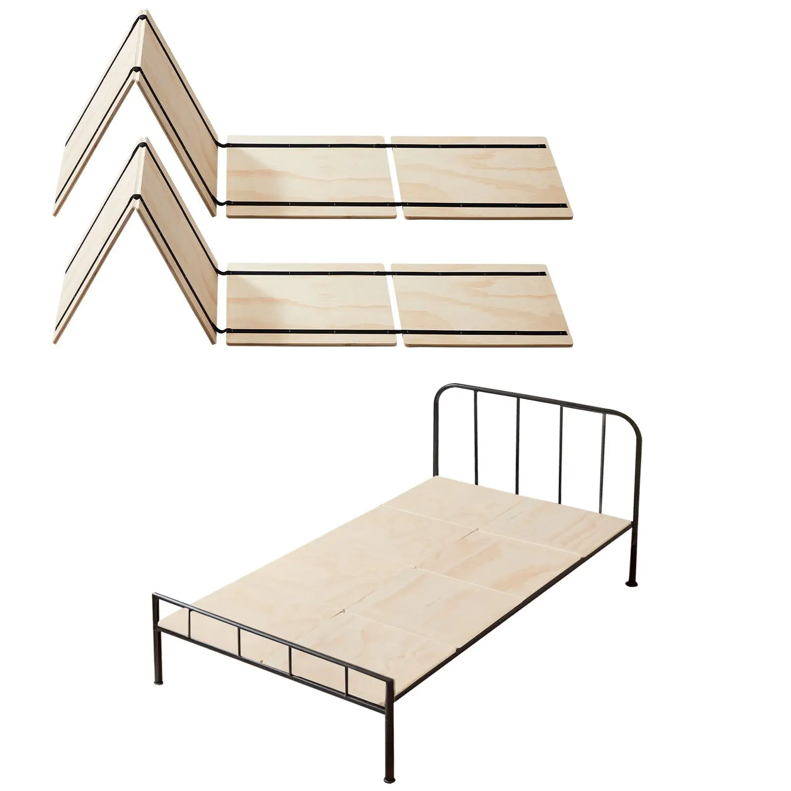 VEVOR Twin Size Bunkie Board, 0.4 in Foldable Bed Board Slats with Connection, Wooden Mattress Support for Twin Size Bed, Support under Mattress Boards, Ready to Use, 8 Piece, Burlywood Slatted Bed Base