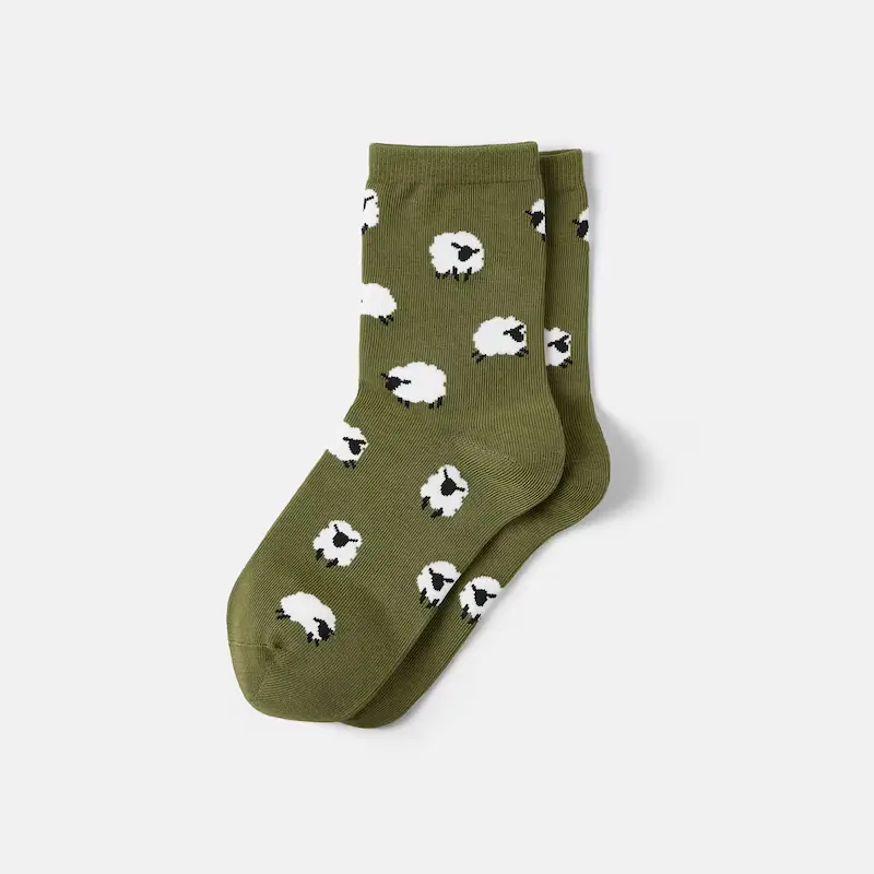 VIVAIA Aubrey Women's Animal Jacquard Mid Calf Socks in a Soft Cotton Blend, Comfortable Cushioned Fit for Everyday Style, Spandex