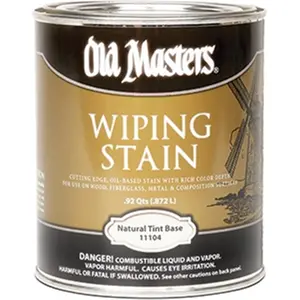 212 MAIN Old Masters 11104 Oil Based Paint - Natural Tint Base Wiping Stain, 240 VOC, 1 Qt Slow Dry Wood Finish for Automotive & Motorcycle Paint Care