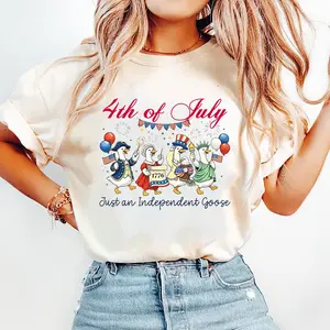 4th of July Independent Goose Shirt, Funny Patriotic Duck Tee, USA 1776 Fireworks Party Outfit, America Freedom Vibes T-shirt Comfort Colors.