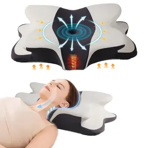 Double-sided neck pillow, dual-height memory foam pillow, cool breathable pillowcase, enlarged armrest area, center groove design, zoned contour pillow, Soft for Side Sleep Stomach Sleeping and Back Sleepers