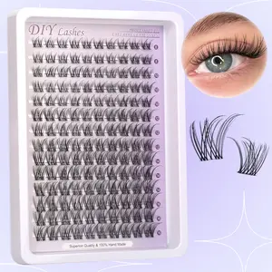 140pcs Natural Fluffy Eyelash Clusters, Fine Lashes 8-16mm, Soft Transparent Stem, Reusable Beginner Friendly, Perfect for Holidays