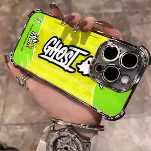 Luxury GHOST Energy Drink Lover Pattern Tough Electroplated TPU Casing For iphone 16 15 14 13 12 11 X XS PRO PLUS MAX Four Corners Anti-Fall Transparent Soft Silicone Gift Shockproof Protection Anti-Drop Protective Protector Phone Cases Shell Cover