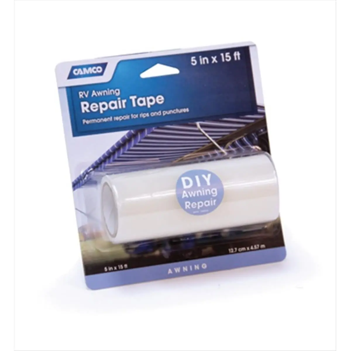Camco 42613 RV Awning Repair Tape - 3x15 In, Aggressive Adhesive for Permanent Repair, Ideal for Backpacks, Rain Wear, Popup Campers