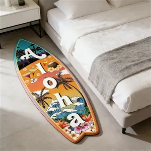 Creative summer colorful surfboard style bedroom decoration bedside plush carpet Hawaiian style living room sofa carpet trendy personality kitchen balcony strip carpet fluffy soft reading area play area carpet washable bathroom toilet non-slip floor mat