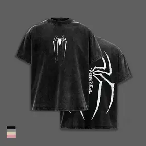 Dark Spider Vintage Washed Grunge Graphic T-Shirt, Spidey Man Double Sided Oversized Heavyweight Cotton Tee, Comic Hero Streetwear Apparel, Retro Y2K Web Slinger Shirt, Cool Unisex Fan Gift, Collector Merch Top