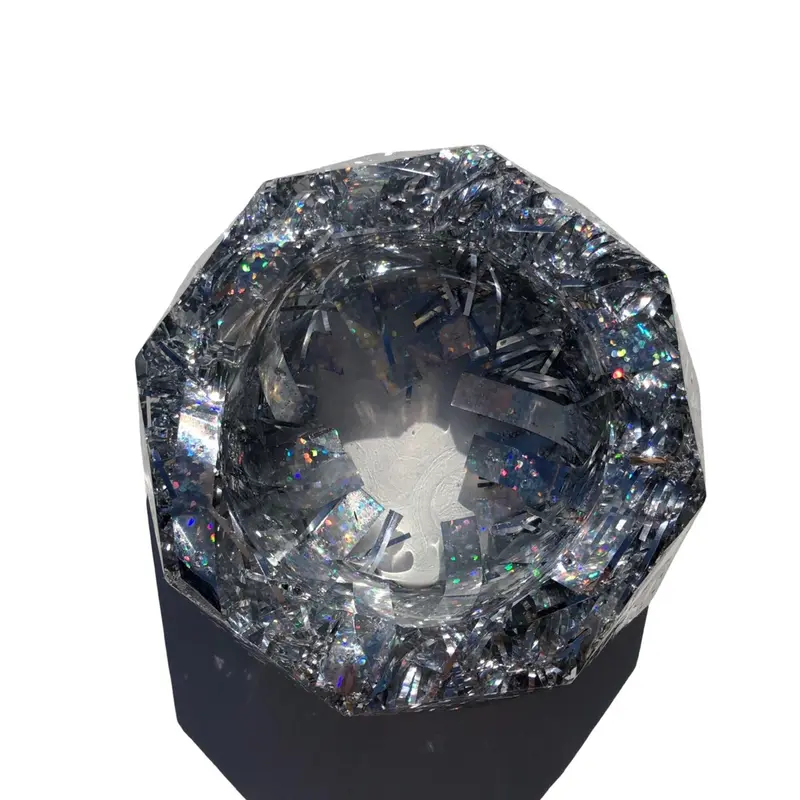 Mudita Christmas Silver Garland Resin Ashtray - 4x4x1 Inches - Lighter- Accessories-trinkets- holographic