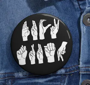 Fuck Trump ASL Button Pin, Subtle Anti-Trump Sign Language, Subtle FDT Activist, Anti MAGA Political Liberal, Black and White, Fight Fascism