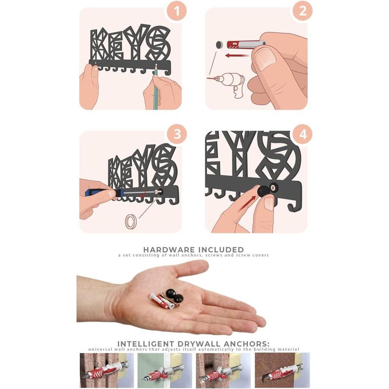 Key Holder Wall Mount, Key Hooks for Wall, Key Rack for Wall Decorative, Llavero de Pared para Hogar, Sweet Home Metal Decor, Entryway