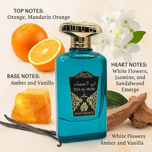 TIYA AL MUSK Eau De Parfum Unisex Clean & Sensual Floral Perfume with Orange Blossom, Sandalwood, Amber & Vanilla 100ml Spray, 20% Fragrance Oil, 18-24 Hour Wear Elegant Everyday Scent for All Genders Bright, Soft, and Long-Lasting Made in UAE MDO020