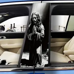 2 black and white religious portrait stickers, car decals, waterproof and scratch resistant, suitable for all models - Audi, Honda, Mitsubishi, Ford, Volkswagen, BMW, Opel, Citroen; sedans, SUVs, MPVs