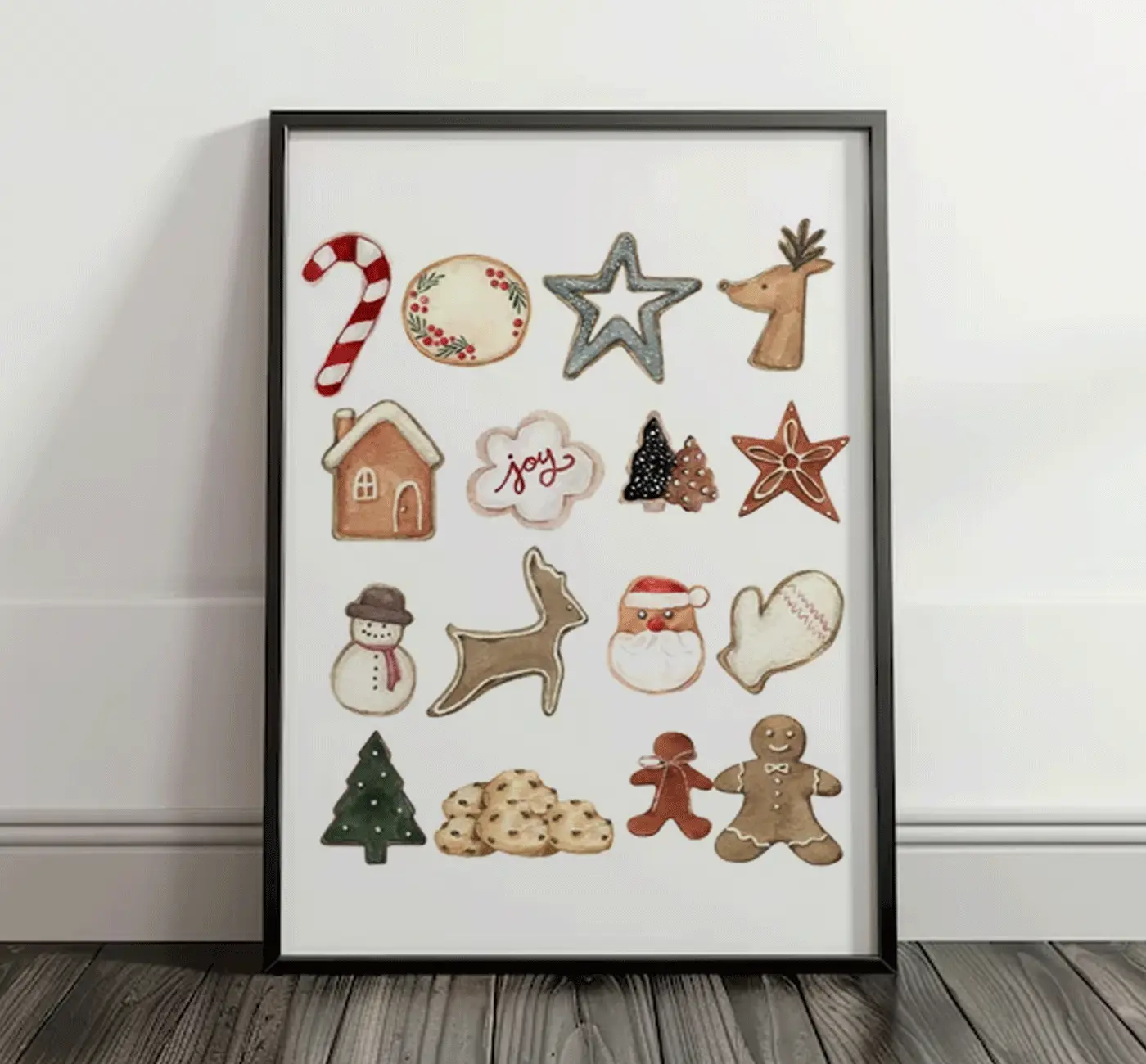 classic christmas decor  christmas printable wall art  christmas cookies  christmas art print