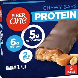 Fiber One Chewy Protein Bars, Caramel Nut, Protein Snacks, 1.17 oz, 5 ct