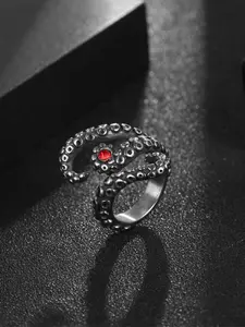 Unisex Stainless Steel Ring, Vintage Octopus Design, Stone Animal Jewelry, Durable & Stylish Accessory for Men Women