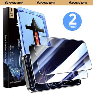 MAGIC JOHN 2-Pack Screen Protector for iPhone, Samsung, and Google–Crystal Clear, Scratch-Resistant, Ultra-Smooth Touch, Privacy Protection, Circular Polarized Eye Protection, Easy Installation