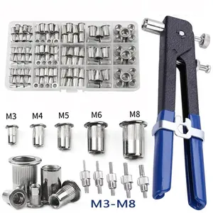 Portable Rivet Nut Tool Kit, Heavy Duty 150pcs M3/M4/M5/M6/M8 Nut Rivet Mandrels Repair Tool, Industrial Rivet Gun Flathead Screw Nut Rivet Gun Set, Hardware, Tools and Gadgets, Hand Tools, Tool Box