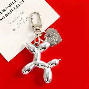 Personalized Balloon Dog Keychain Personalized Heart Tag - Colorful Alloy DIY Love Charm (Ideal Holiday Gift)