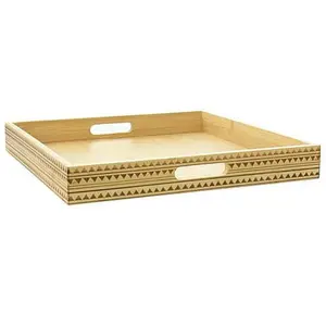 Gibson Home Sadler 15" Wood Serving Tray with Built-in Handles