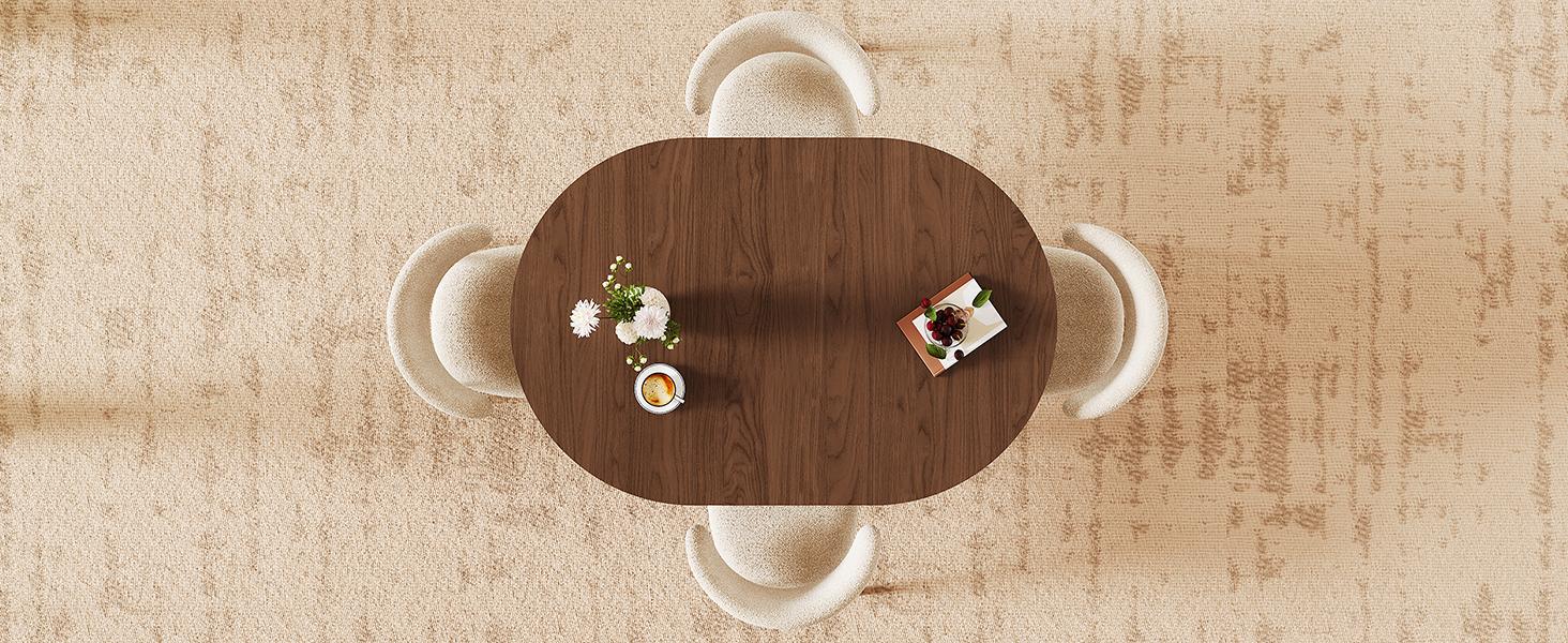 【BackToSchool】ONBRILL 41-78 Inch Extendable Dining Table for 4-8, Gorgeous Fluted Expandable Kitchen Table with Storage, 2 Leaf, Mid Century Modern Oval Dinner Tables for Dining Room, Kitchen, Living Room BackToSchool