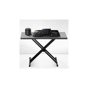 VEVOR DJ Table Stand, (32-43)x 18 Portable DJ Laptop and Controller Stand, Lightweight DJ Desk DJ Booth Adjustable Height DJ Stand, Foldable Double-X Keyboard Stand Tabletop, Audio Mixer Stand