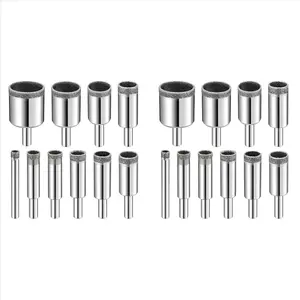 Diamond Drill Bits Set, 20 PCS Diamond Hole Saw Set, Glass Drill Bit for Ceramic Tile Porcelain Marble Granite Bottles