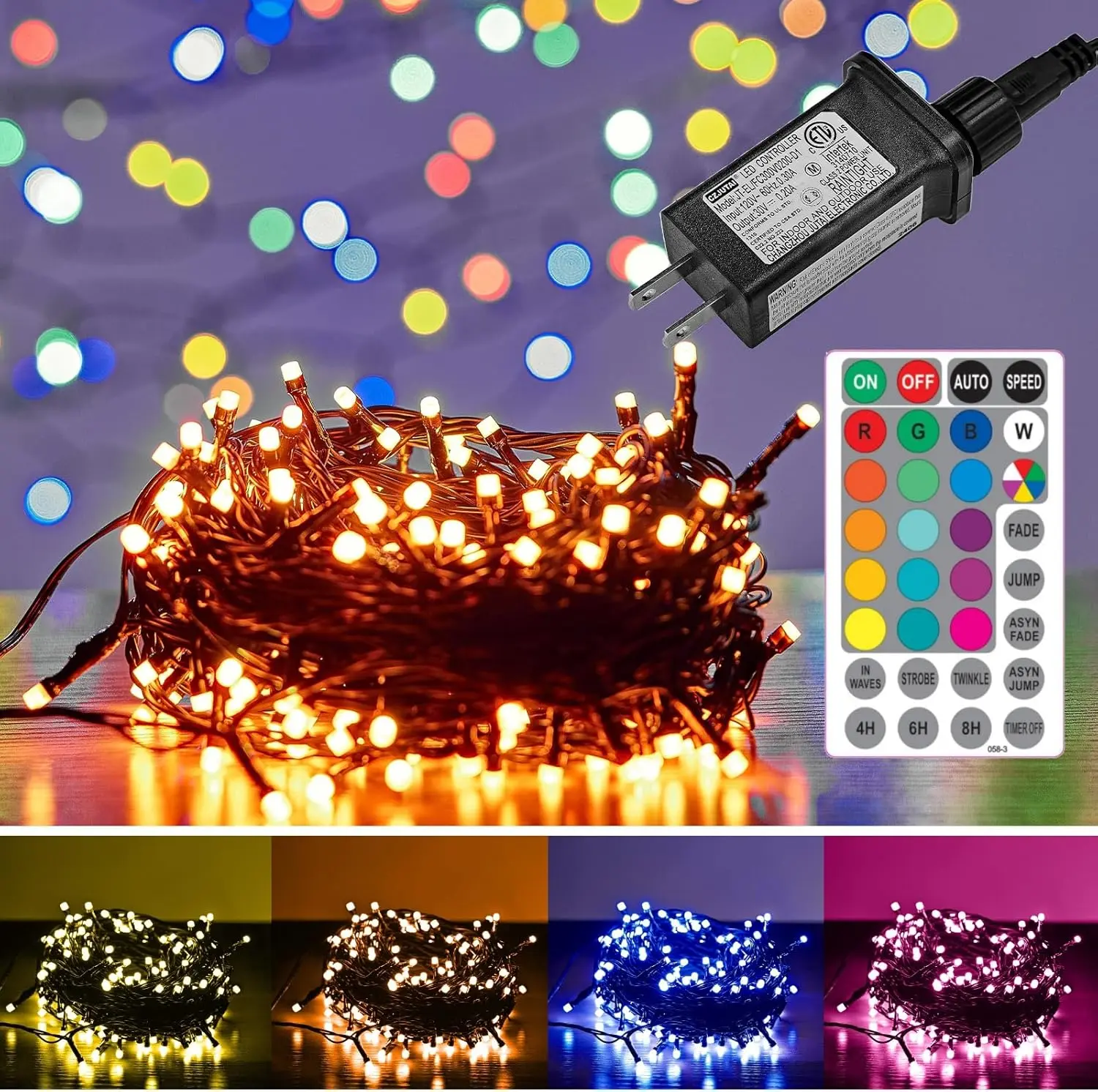 Gold Christmas Ribbon Fairy Lights, 33FT 100 LEDs, USB & Battery Powered, DIY Shaping, Low-Voltage Safe, Home Decor, Christmas Ornaments, Party Lighting Decoration for Tree & Romantic Ambiance