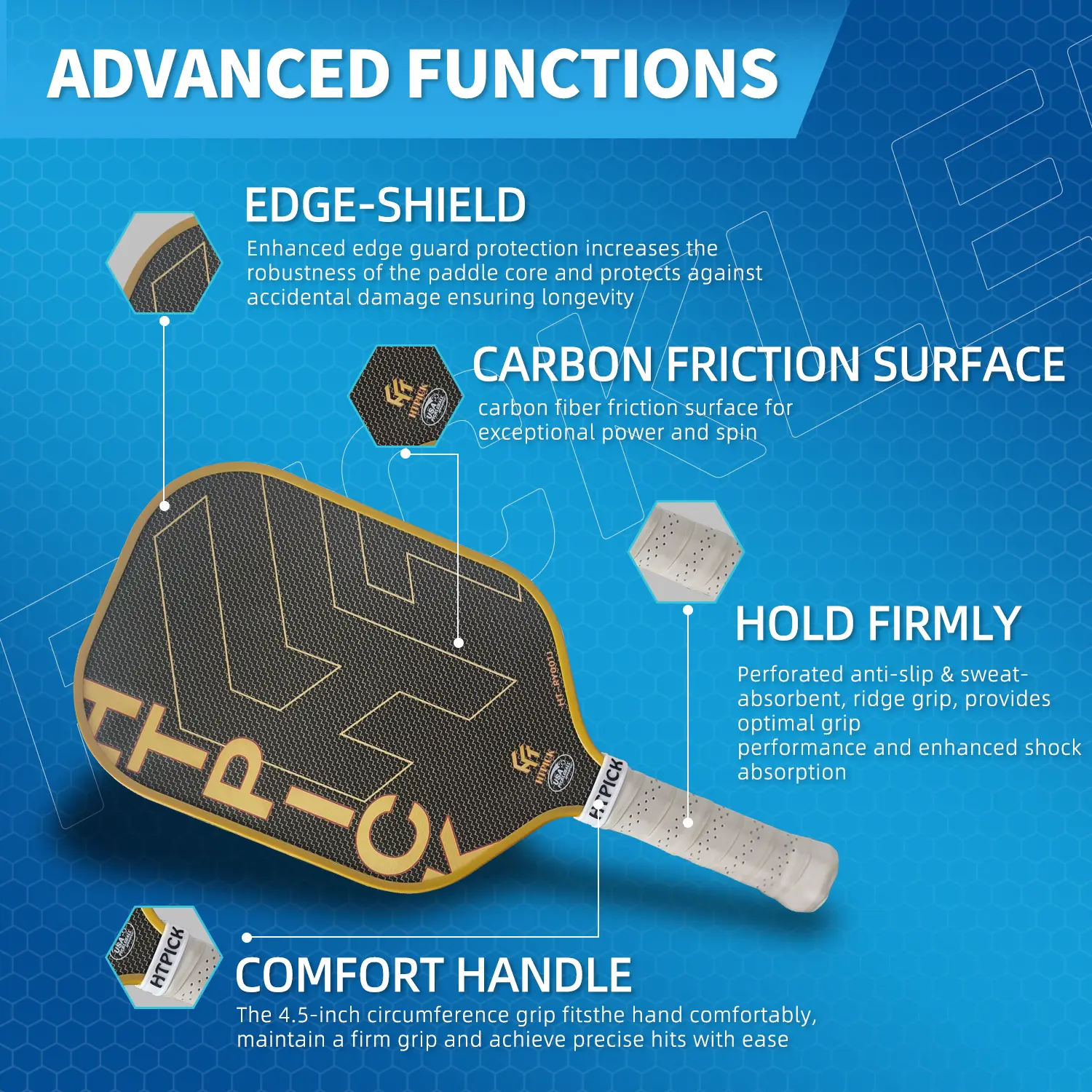 Titanium Wire Woven Carbon Fiber Pickleball Paddle - Hot Press Molded, Thermoformed Racket with Spin Boost, Exceptional Power and Spin, Effortless Ball Shaping, Excellent Texture and Rotation Control