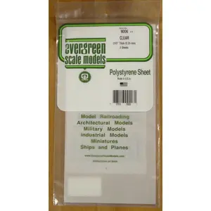 Evergreen Scale Models #9006 Clear 0.010 Thick Polystyrene Sheets 12x6 (2pcs)