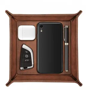 Creative Desktop Leather Storage Folding Miscellaneous Small Items Storage PU Remote Control Storage Key Storage Box