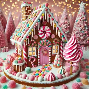 1pcs 5D DIY Diamond Painting Set, 5D Diamond Art Set, DIY Decoration, Gingerbread House Diamond Painting Set Full Round Drill DIY, Mosaic, Diamond Art, DIY Art Home Decoration, Suitable for Halloween and Christmas.