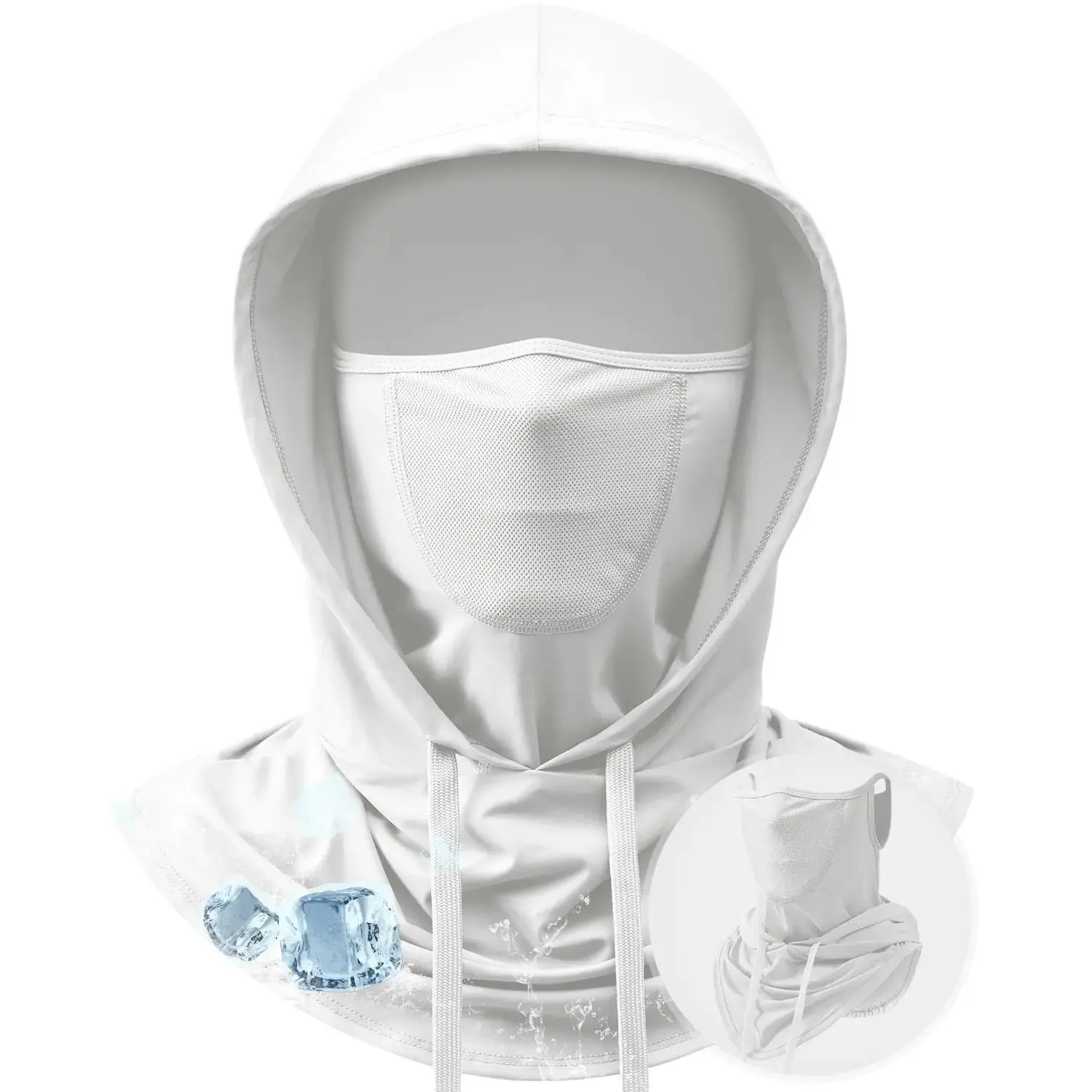 3-in-1 Cooling Balaclava Hood, Unisex Ice Silk Breathable Face Covering with UPF 50+ Sun Protection for Biking & Hiking, Balaclava Mask, Athletic Face Masks, One Size