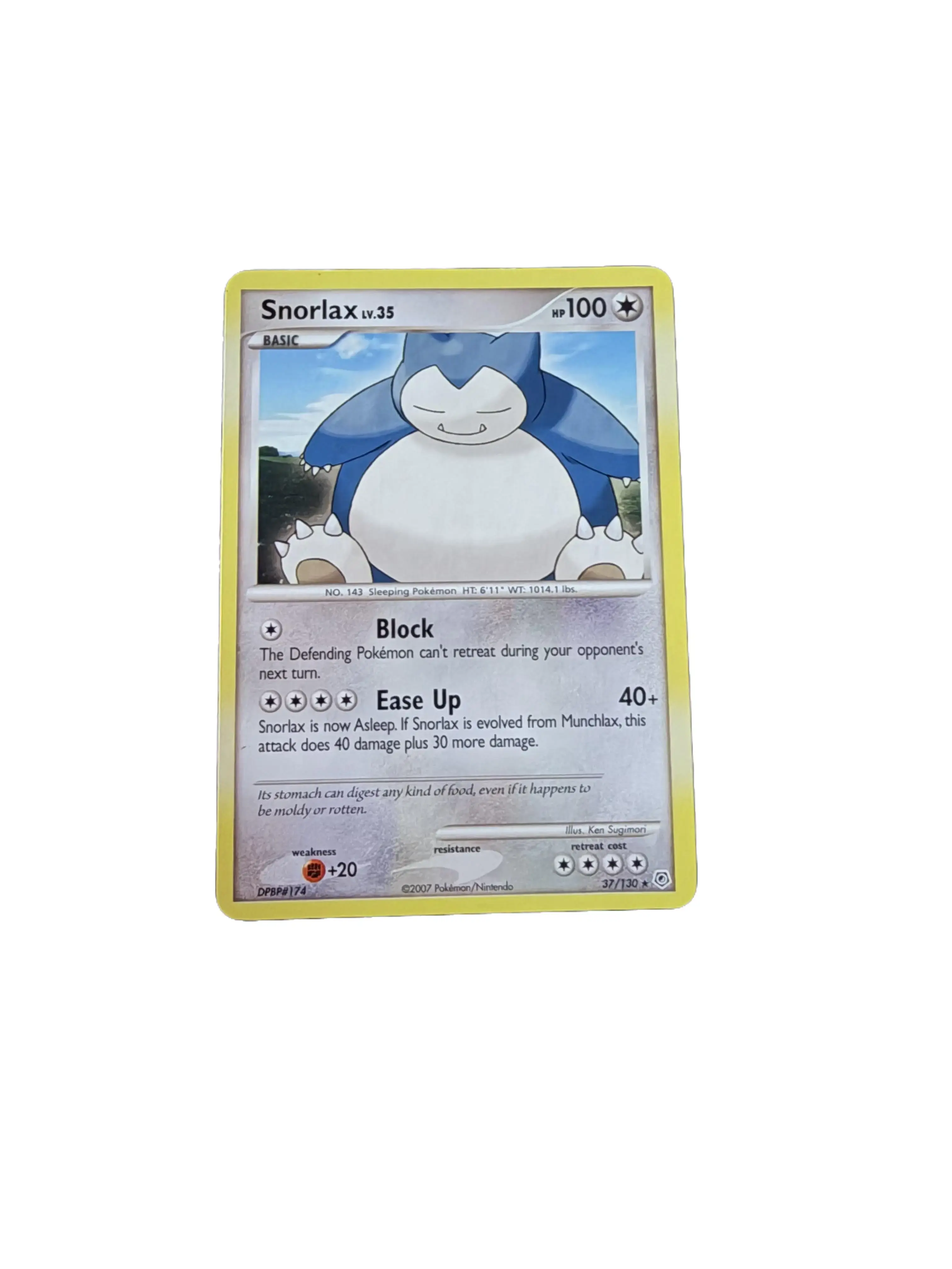Pokemon Snorlax Non-Holo Rare Trading Card - Lv.35, 37/130, Diamond & Pearl Base Set, Lightly Played (LP) Raw Non-Sports Single Card, Base Set Collectibles