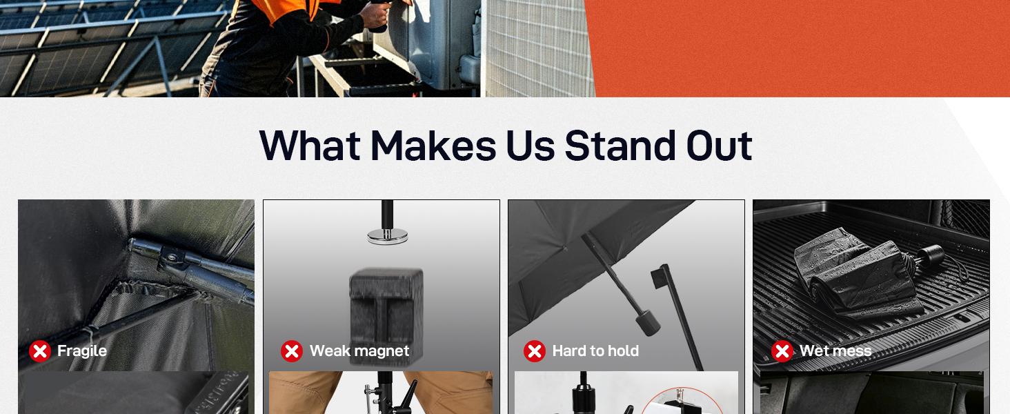 【Upgraded】60" Folding HVAC Umbrella with Magnetic Base, Universal Clip, Reinforced Fiberglass, Wind-Resistant, Portable, 180°Adjustable for HVAC Use and Outdoor Activities 【Upgraded】60" Folding HVAC Umbrella with Magnetic Base, Universal Clip, Reinforced Fiberglass, Wind-Resistant, Portable, 180°Adjustable for HVAC Use and Outdoor Activities