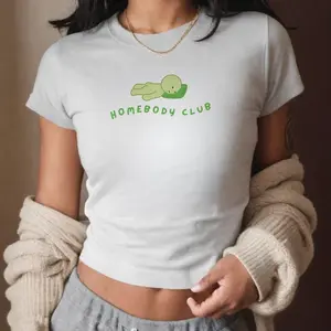 Smiski Baby Tee Y2K 90s Smiski Shirt Homebody Club Graphic Tee Smiski Cozy T-Shirt Kewpie Cherub Sonny Angel Lover Smiski Gift Green Guy Tee