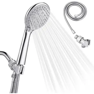 Detachable Handheld Shower Head with Hose - High pressure 5 Functions Showerheads Hand Held Shower Heads,Extra Long 4.7 ft. Stainless Steel Hose and Holder.