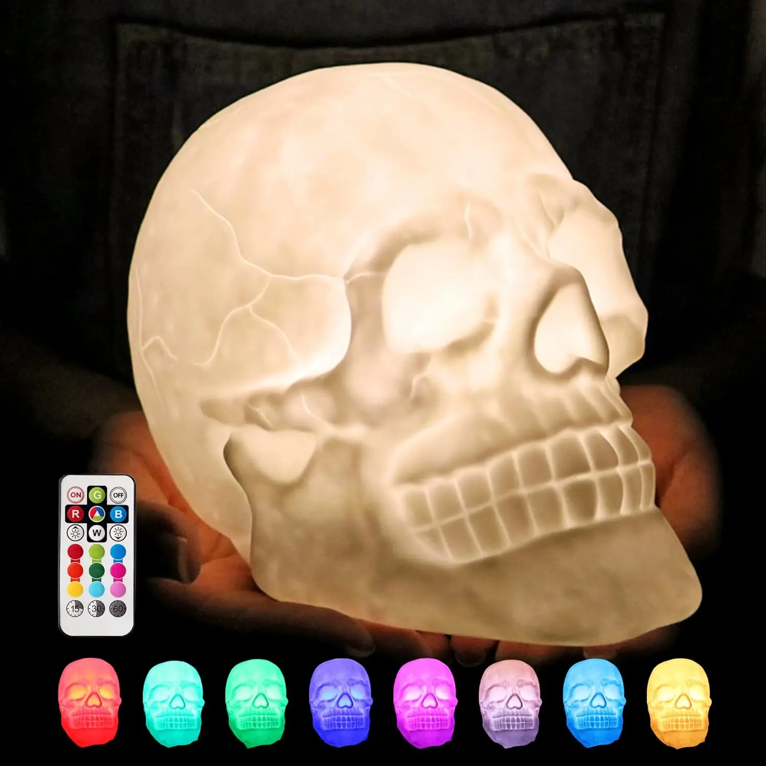 Easter Skull Lamp,9-Color  Mode Skull Night Light,Gothic Lamps, Halloween Lamp,Goth Room Decor,Skeleton Lamp for  Room Party  Decoration, Skull  for Men and Boys