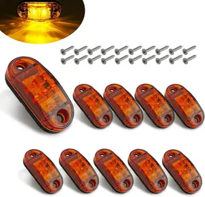 10 Pack Amber LED Side Marker Clearance Lights, 12V-24V IP65 Waterproof 200LM 6500K Marker Lamp with Mounting Screws for Truck Trailer RV Van Vehicle Exterior Signal Light