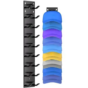 Wall-Mounted Baseball Cap Rack, or, Holds 18 Hats, Easy Install with Adhesive, Ideal for Closet Door, Bedroom, Cap Holder
